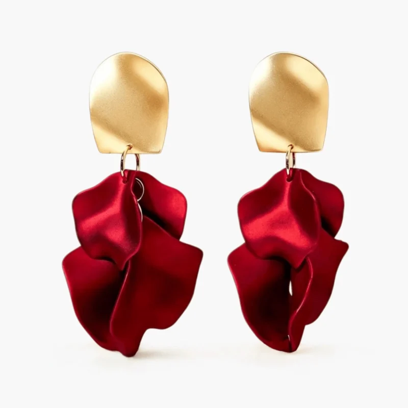 Satin Petal Statement Drop Earrings