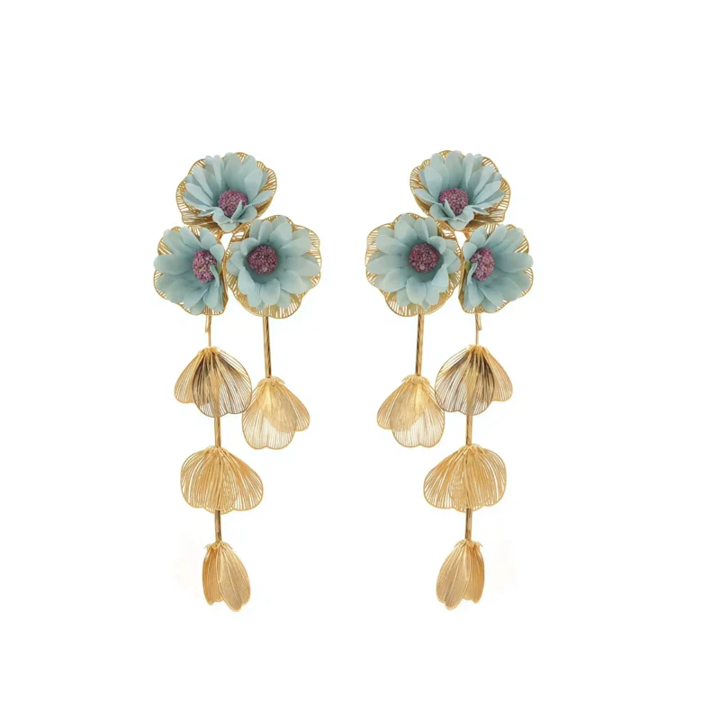 Handmade Fabric Flower Dangle Jewelry