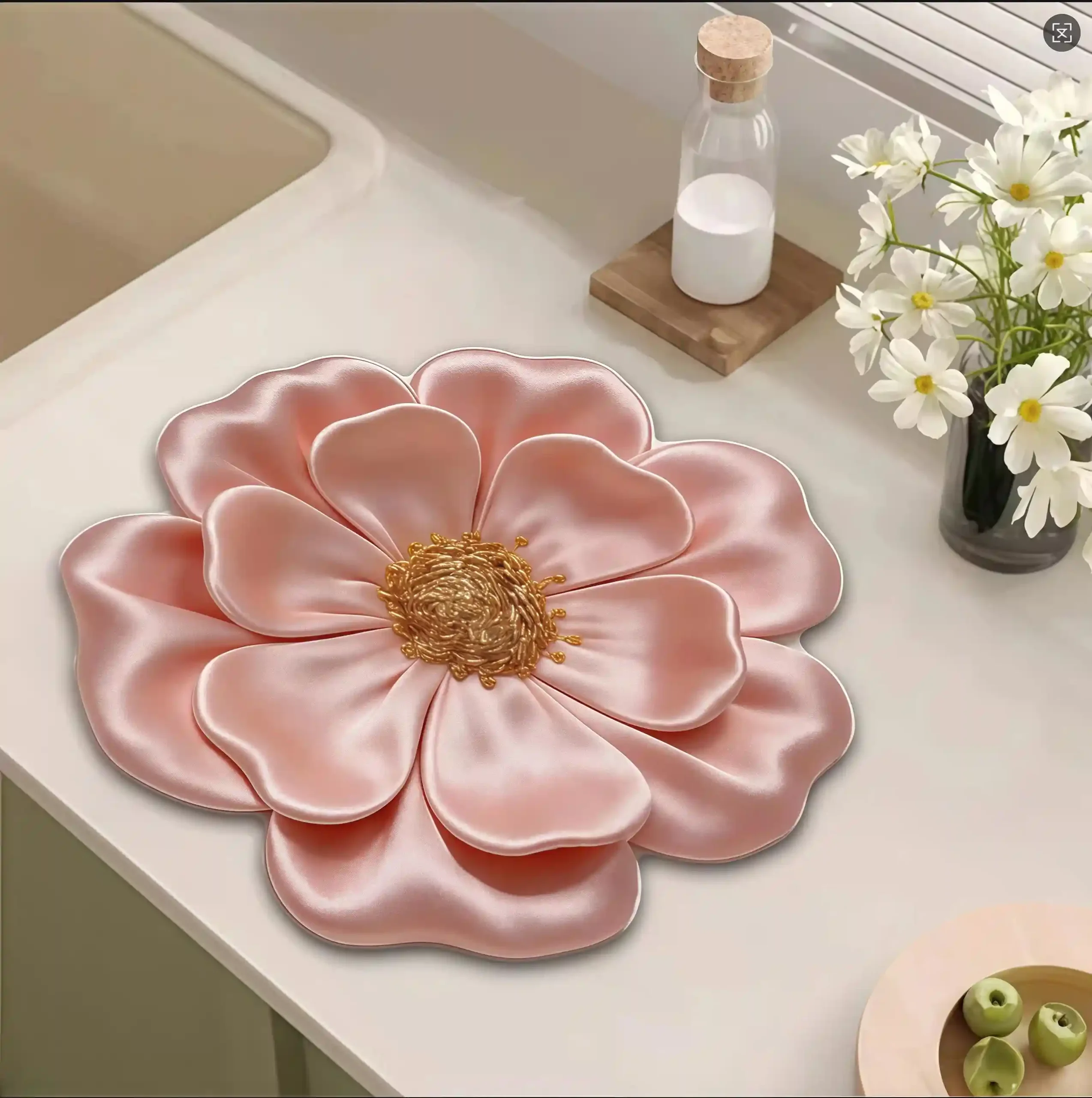 Elegant Silk Flower Dining Table Mat